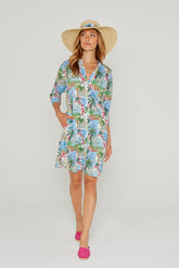 LAURALY – Liberty Dress Mao Collar 3/4 Sleeves Straight Cut – Women – Cape Vista 132A